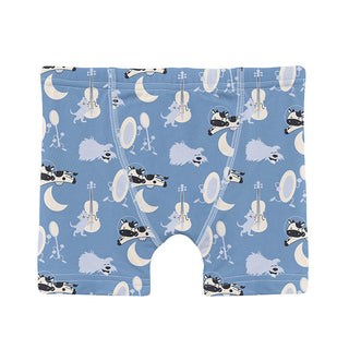 KicKee Pants Boy's Print Bamboo Boxer Briefs (Set of 3) - Dew Ugly Duckling, Deep Space & Dream Blue Hey Diddle Diddle 