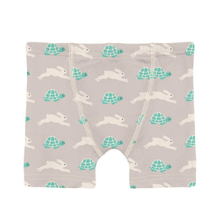 KicKee Pants Boy's Print Bamboo Boxer Briefs (Set of 3) - Glass Later Alligator, Glass & Latte Tortoise and Hare 