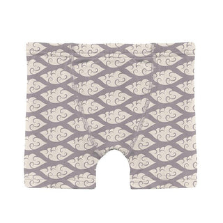 KicKee Pants Boy's Print Bamboo Boxer Briefs (Set of 3) - Spring Sky Octopus Anchor, Natural & Feather Cloudy Sea