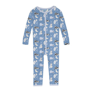 KicKee Pants Boy's Print Bamboo Convertible Sleeper with Zipper - Dream Blue Hey Diddle Diddle 