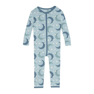 KicKee Pants Boy's Print Bamboo Convertible Sleeper with Zipper - Spring Sky Moon and Stars