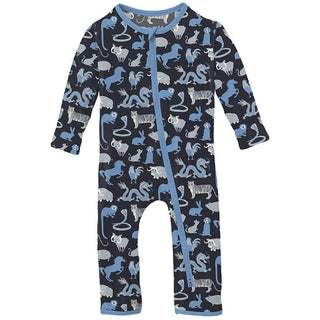 KicKee Pants Boy's Print Bamboo Coverall with 2-Way Zipper - Deep Space Chinese Zodiac 