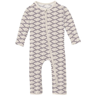 KicKee Pants Boy's Print Bamboo Coverall with 2-Way Zipper - Feather Cloudy Sea