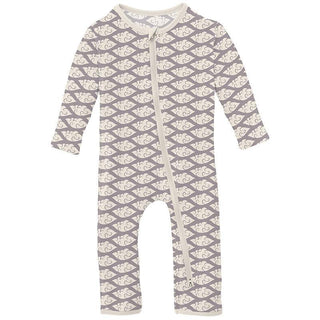 Boy's Print Bamboo Coverall with 2-Way Zipper - Feather Cloudy Sea Baby & Toddler Sleepwear