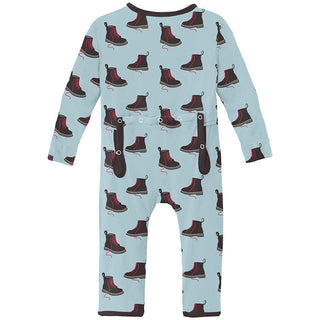 KicKee Pants Boy's Print Bamboo Coverall with 2-Way Zipper - Spring Sky Boots