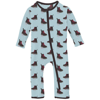 KicKee Pants Boy's Print Bamboo Coverall with 2-Way Zipper - Spring Sky Boots