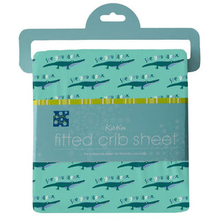 KicKee Pants Boy's Print Bamboo Fitted Crib Sheet - Glass Later Alligator 