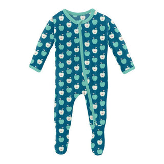KicKee Pants Boy's Print Bamboo Footie with 2-Way Zipper - Seaport Johnny Appleseed 