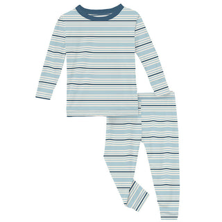 KicKee Pants Boy's Print Bamboo Long Sleeve Pajama Set - Jetsam Stripe