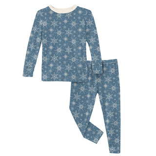 KicKee Pants Boy's Print Bamboo Long Sleeve Pajama Set - Parisian Blue Snowflakes
