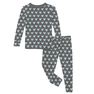 KicKee Pants Boy's Print Bamboo Long Sleeve Pajama Set - Pewter Furry Friends