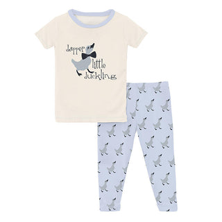 KicKee Pants Boy's Print Bamboo Short Sleeve Graphic Tee Pajama Set - Dew Ugly Duckling 