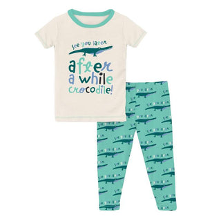 KicKee Pants Boy's Print Bamboo Short Sleeve Graphic Tee Pajama Set - Glass Later Alligator 