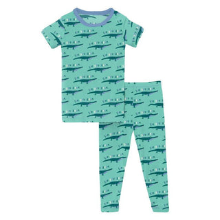 KicKee Pants Boy's Print Bamboo Short Sleeve Pajama Set - Glass Later Alligator 