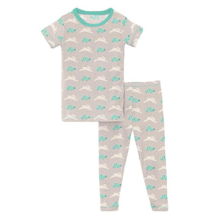 KicKee Pants Boy's Print Bamboo Short Sleeve Pajama Set - Latte Tortoise and Hare 