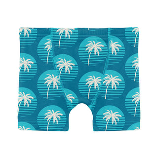 KicKee Pants Boy's Print Boxer Brief - Cerulean Blue Palm Tree Sun