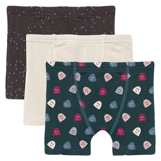 KicKee Pants Boy's Print Boxer Briefs (Set of 3) - Midnight Foil Constellations, Natural & Pine Happy Gumdrops