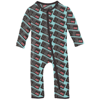 KicKee Pants Boy's Print Coverall with 2-Way Zipper - Summer Sky Retro Game Controller