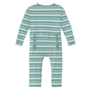 KicKee Pants Boys Print Coverall with Zipper - April Showers Stripe