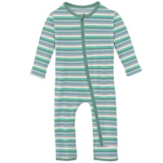KicKee Pants Boys Print Coverall with Zipper - April Showers Stripe