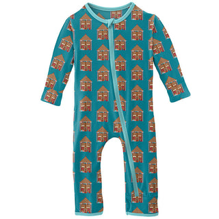 KicKee Pants Boys Print Coverall with Zipper - Bay Gingerbread