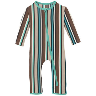 KicKee Pants Boys Print Coverall with Zipper - Dads Tie Stripe