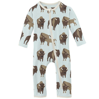 KicKee Pants Boys Print Coverall with Zipper - Fresh Air Bison