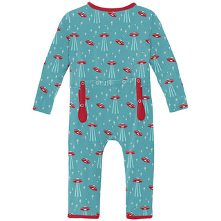 KicKee Pants Boy's Print Coverall with Zipper - Glacier Alien Invasion