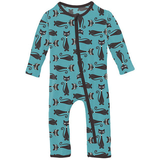 KicKee Pants Boy's Print Coverall with Zipper - Glacier Cool Cats