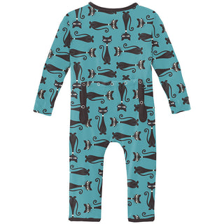 KicKee Pants Boy's Print Coverall with Zipper - Glacier Cool Cats