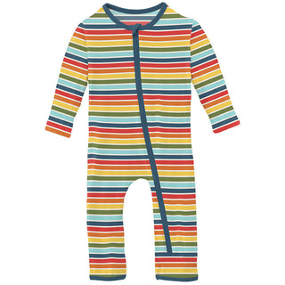 KicKee Pants Boy's Print Coverall with Zipper - Groovy Stripe