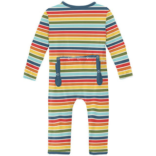 KicKee Pants Boy's Print Coverall with Zipper - Groovy Stripe