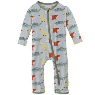 KicKee Pants Boys Print Coverall with Zipper - Illusion Blue Class Pets