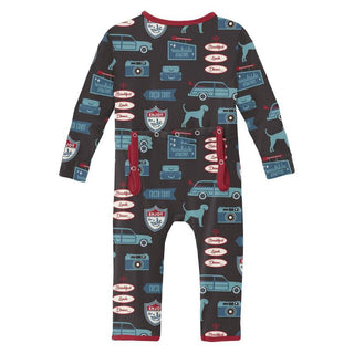 KicKee Pants Boys Print Coverall with Zipper - Midnight on the Road