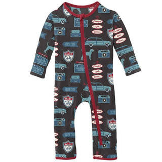 KicKee Pants Boys Print Coverall with Zipper - Midnight on the Road