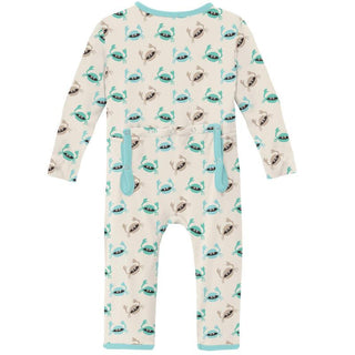 KicKee Pants Boys Print Coverall with Zipper - Natural Crabs