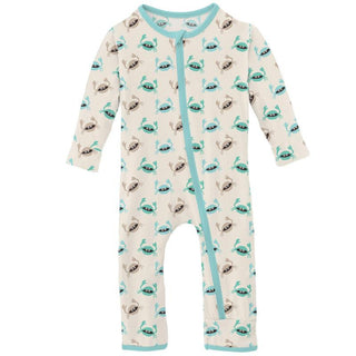 KicKee Pants Boys Print Coverall with Zipper - Natural Crabs