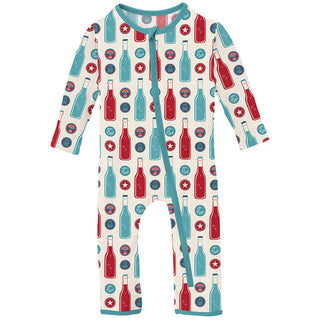 KicKee Pants Boy's Print Coverall with Zipper - Natural Soda Pop