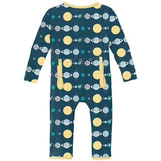 KicKee Pants Boy's Print Coverall with Zipper - Peacock Planets