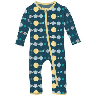 KicKee Pants Boy's Print Coverall with Zipper - Peacock Planets