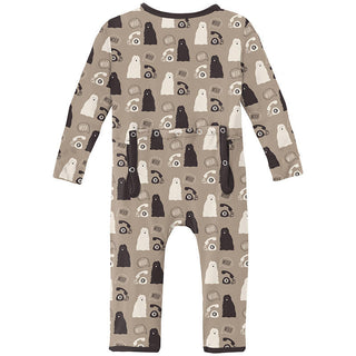 KicKee Pants Boy's Print Coverall with Zipper - Popsicle Stick Telephone and Dog
