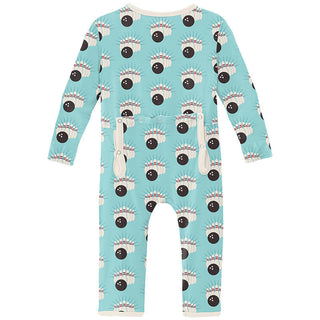 KicKee Pants Boy's Print Coverall with Zipper - Summer Sky Bowling