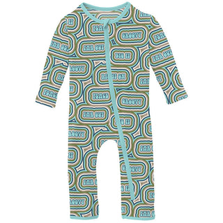 KicKee Pants Boy's Print Coverall with Zipper - Summer Sky Groovy