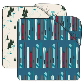 KicKee Pants Boys Print Crib Sheet Set of 2, Twilight Skis and Natural Chairlift - One Size