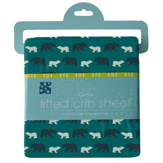 KicKee Pants Boys Print Fitted Crib Sheet, Cedar Brown Bear - One Size WCA22