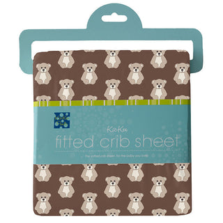 KicKee Pants Boys Print Fitted Crib Sheet, Cocoa Teddy Bear - One Size