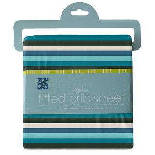 KicKee Pants Boys Print Fitted Crib Sheet, Ice Multi Stripe - One Size