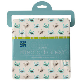 KicKee Pants Boys Print Fitted Crib Sheet, Natural Crabs - One Size