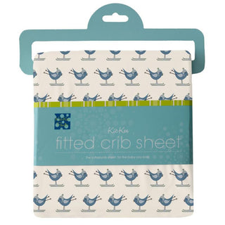 KicKee Pants Boy's Print Fitted Crib Sheet - Natural Ski Birds