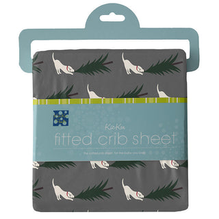 KicKee Pants Boys Print Fitted Crib Sheet, Pewter Christmas Tree Drag - One Size